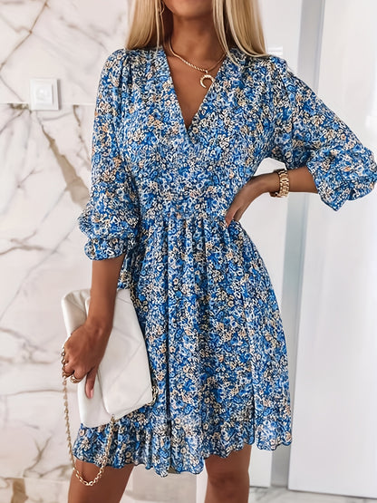 Lila | Floral Print V-Neck Shirred Waist Dress