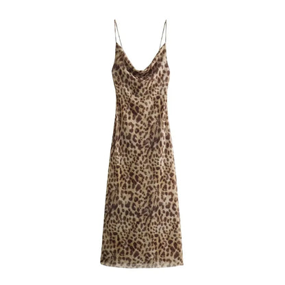 Maeve & Co™ - Leopard Print Backless Midi Dress