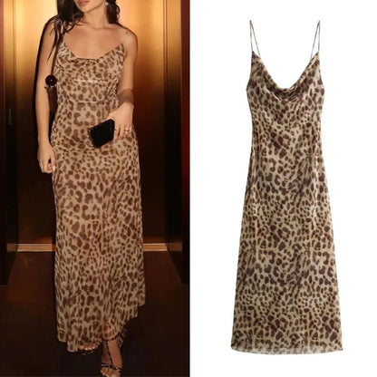 Maeve & Co™ - Leopard Print Backless Midi Dress