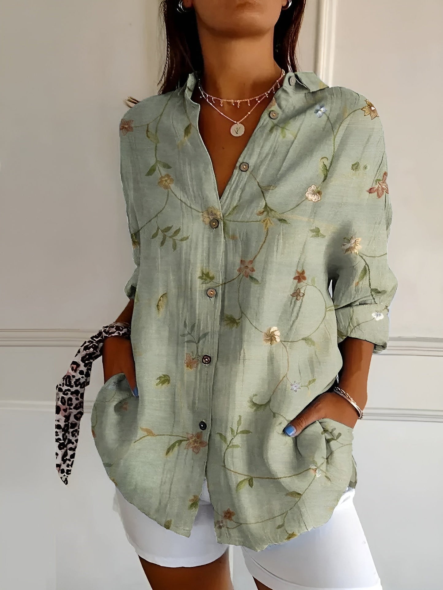 Maia | Floral Wave Cotton Blouse